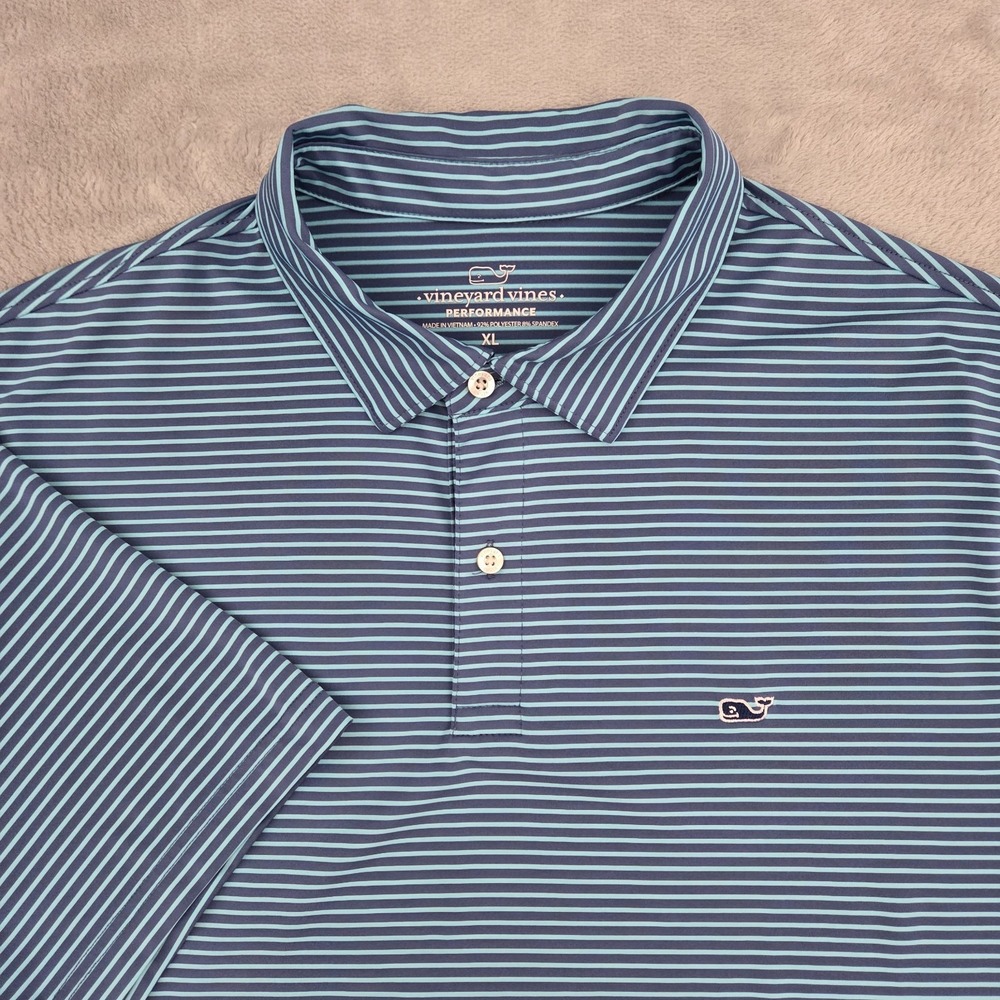 Vineyard Vines Performance Golf Polo Shirt Mens XL Blue Stripe 1G011734